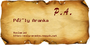 Pály Aranka névjegykártya